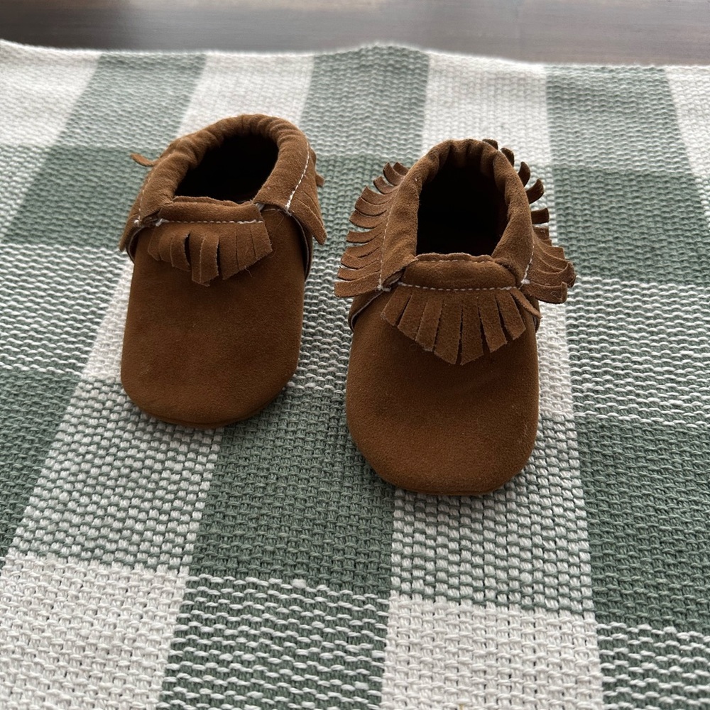 Brown Suede Kids Moccasins